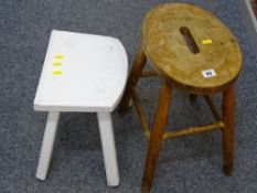 Small stool and a white painted four legged stool