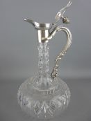 Quality cut glass claret jug with electroplated mounts