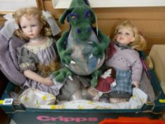 Two collector's bisque headed dolls, modern manufactured in vintage and later style clothing with