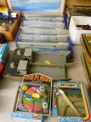 Six bubble packed Hornby Minic diecast fighting ships, three Matchbox airliners in original boxes,