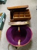 Leather hat box and a good mahogany box with top shelf divider