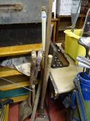 Parcel of long handled garden tools including breaker bar