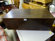 Small wooden storage box with metal handles