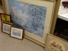 Large washed framed print by DON VAUGHAN, a further mixed quantity of pictures and prints and a