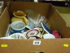 Box of decorative china and glassware