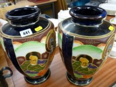 Large pair of Japanese Satsuma vases
