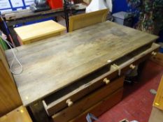 Farmhouse style kitchen table with twin understorage drawers, 68 x 91 cms