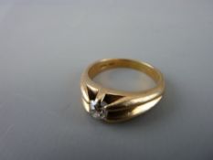Gent's nine carat gold signet ring with solitaire diamond, visual estimate 0.45 carat, 6.5 grms