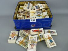 Tin of vintage collector's cards by John Player & Sons, Imperial Tobacco Company etc