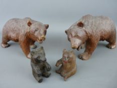 Four Black Forest carved wooden bear figures - 'Mum, Dad & Two Cubs'