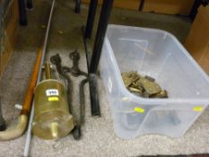 Vintage spit jack, fireside irons, vintage brassware etc