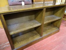 Twin section oak four shelf bookcase