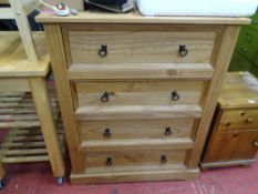 Mexican pine style chest of four drawers