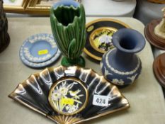 Two pieces of Chokin art ware, a Sylvac vase and two Wedgwood Jasperware examples etc