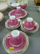 Pink and gilt decorated Roslyn Fine China part teaset