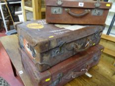 Parcel of three vintage suitcases