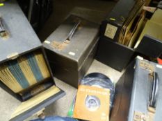 Four cases and a loose quantity of vintage gramophone and other records