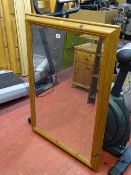 Pine framed bevelled edge mirror, 60 x 90 cms (mirror)