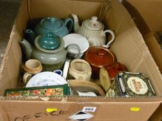 Box of stoneware and other pottery etc
