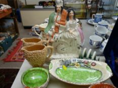 Two Maling china bowls, two Sylvac vases, Staffs pottery group etc