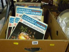 Box of decorating craft books with a quantity of 'Cordon Bleu' monthly cookery magazines