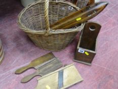 Vintage wicker basket and contents