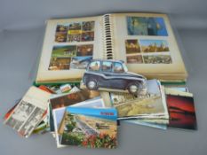 Album and loose quantity of vintage postcards, first day covers, bank notes and photography