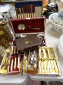 Collection of cased and boxed quantities of table cutlery etc