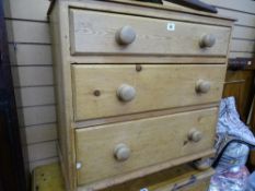 Small pine three drawer chest
