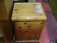 Single pine bedside cabinet with drawer and base cupboard