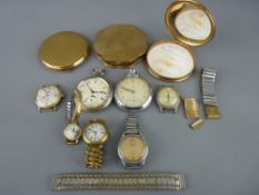 Collection of lady's and gent's pocket and wristwatches and three vintage compacts