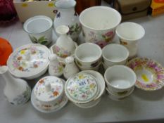 Six Royal Worcester Evesham ramekin dishes, selection of floral decorated vases and planters by