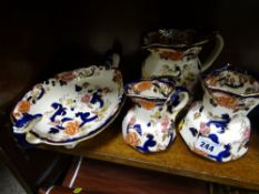 Masons Mandalay - three graduated jugs and an oval two handled dish