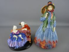 Two Royal Doulton figurines 'Tete a Tete' HN799 (cracked) and 'Clarissa' HN1687