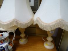 Pair of marble effect lamps