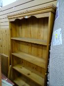 Slim five shelf pine bookcase