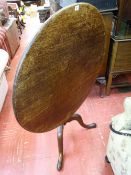 Antique oak tripod table