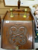 Vintage mahogany coalbox with shovel