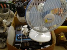 HP Photosmart 5510 all-in-one printer, Holmes desktop fan and small table lamp E/T