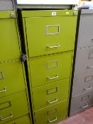 Olive green four drawer metal filing cabinet