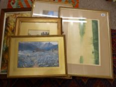 Group of framed watercolours and prints, various artists