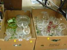 Two boxes of vintage drinking and other glassware