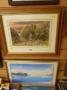 G A SHORT framed watercolour - huntsman and his dog, plus one other of a Mediterranean scene