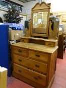 Pine two short over two long drawers mirrored dressing chest