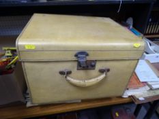 Vintage pigskin travel case with satin lining