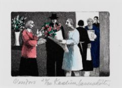 KAROLINA LARUSDOTTIR (Iceland, b. 1944) hand coloured limited edition (29/30) etching - figures,