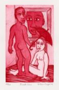 EILEEN COOPER OBE RA (b. 1953) limited edition (25/100) colour etching - two humorous nudes,