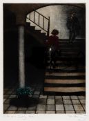 PETER KOSOWICZ limited edition (36/75) etching - entitled 'Up the Stairs Darkly', signed, 44 x 32.