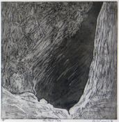 DAVID GUNNING artist's proof etching - entitled 'Paviland Cave in The Gower', signed and dated 1991,