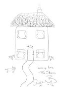 THE SHIRES collaborative pen on paper - house with armadillo roof, signed, 20 x 29cms
